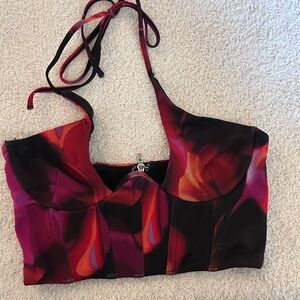 White Fox Boutique Vibrant Red and Black Crop Top